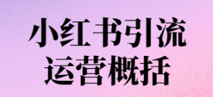 小红书引流运营概括