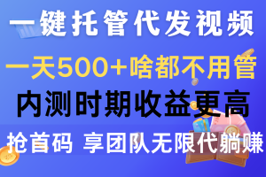 一键托管代发视频，一天500+啥都不用管，内测时期收益更高，抢首码