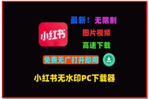 免费无限制使用最新小红书一键无水印PC下载器，支持图片视频，无需安装打开即用