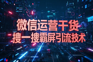 微信运营干货 搜一搜霸屏引流技术