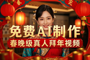 免费AI工具3步做出春晚级真人拜年视频，给远方的亲人发出祝福！