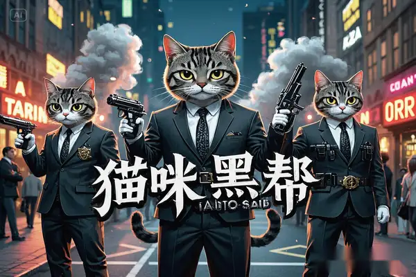 即梦AI猫咪黑帮视频秘籍：一月涨粉5k，短视频变现不是梦！