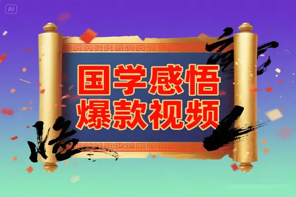 5 分钟速成国学感悟爆款视频，抢占抖音视频号国学赛道流量红利