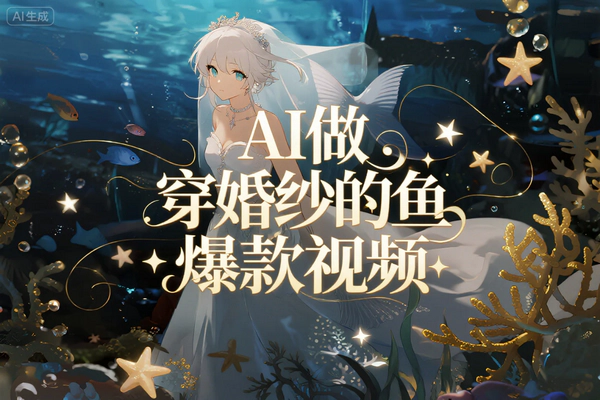 AI创意视频教程：解锁“穿婚纱的鱼”爆款制作，轻松实现单日变现与百万播放