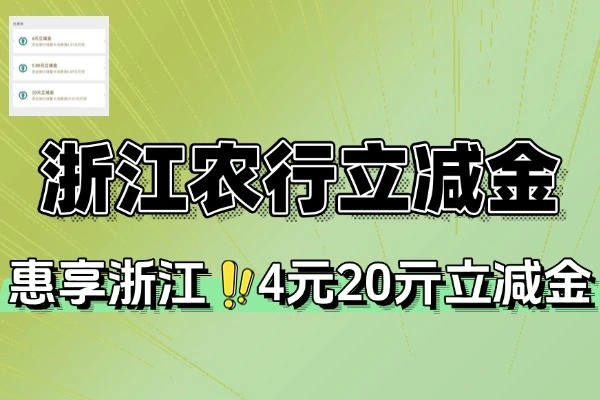 浙江农行用户必看！4元购20元立减金超值福利攻略【线报】