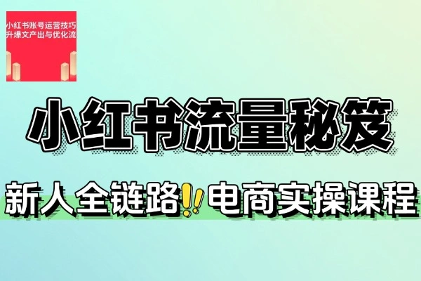 小红书电商新手必看！0基础到月销5万的全链路运营课