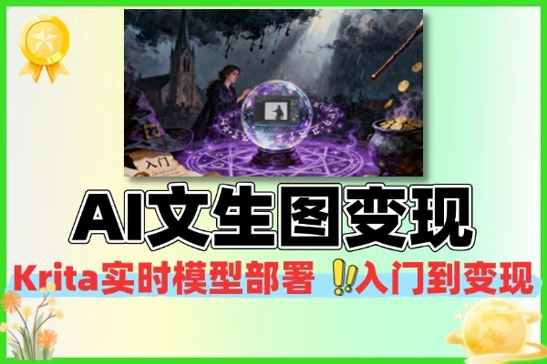 0基础速成！Krita AI文生图与实时绘画入门及月入5000+变现指南