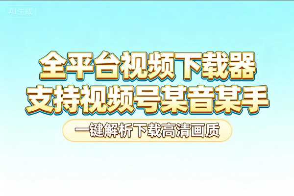 全平台视频下载器！支持视频号、抖音快手一键解析下载，畅享稳定高清画质