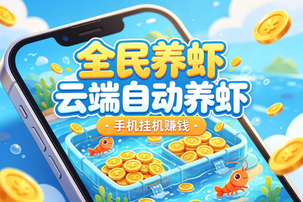 全民养虾零撸挂机副业：虾宝自动产出日赚5元，微信支付宝秒提现
