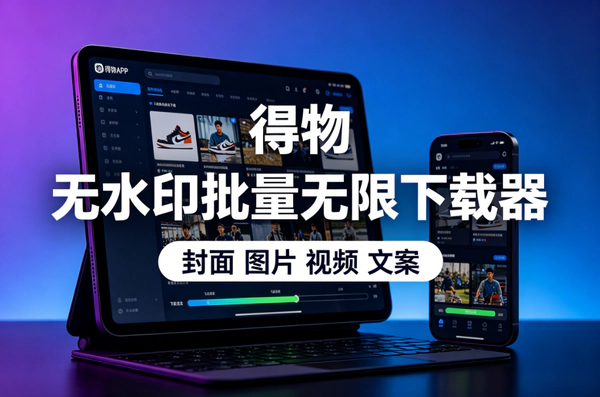 得物素材搬运神器:图片视频文案封面无水印批量提取,永久免费更新