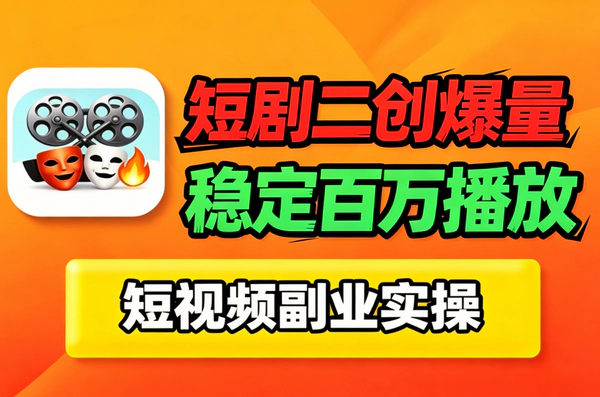 普通人做短剧二创副业_零基础不露脸日播百万稳定变现