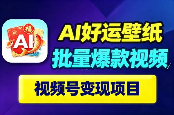 视频号接好运AI壁纸爆文玩法｜一分钟批量出片｜分成卖壁纸收徒三重变现