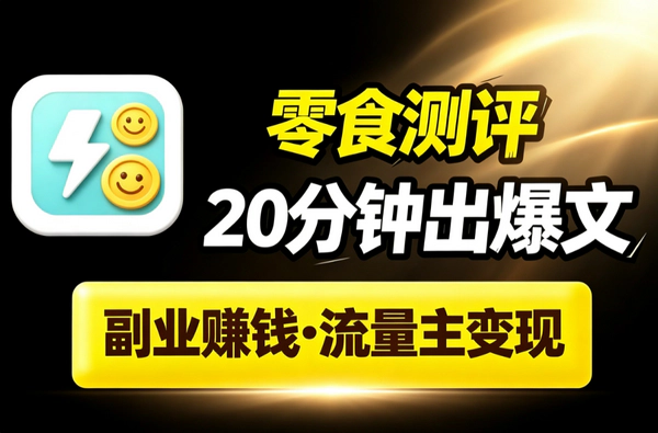 公众号零食测评流量主变现_20分钟出图文流量破万不囤货低门槛副业长期做