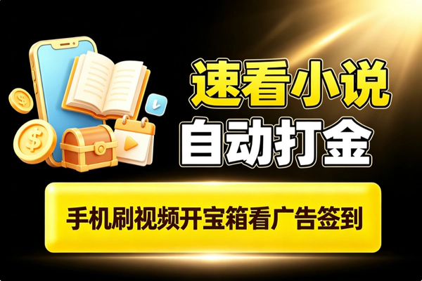 速看免费小说全自动协议挂机_刷视频开宝箱签到日赚金币秒提现安卓通用