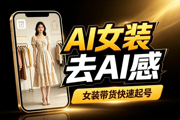 女装带货AI起号去AI感_AI模特服装替换人物定制飞书视频课新手落地实操