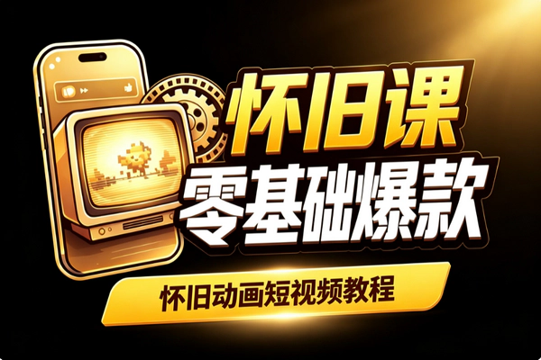 怀旧动画短视频零基础爆款教程_66万粉丝全套变现文案配音剪映素材库