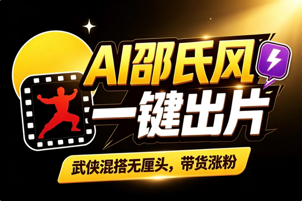 AI邵氏风搞笑视频带货_武侠无厘头反转零门槛蹭热点变现
