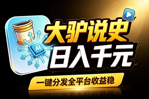 抖音AI历史视频新手实操_大V带队四小时出片低成本全网变现