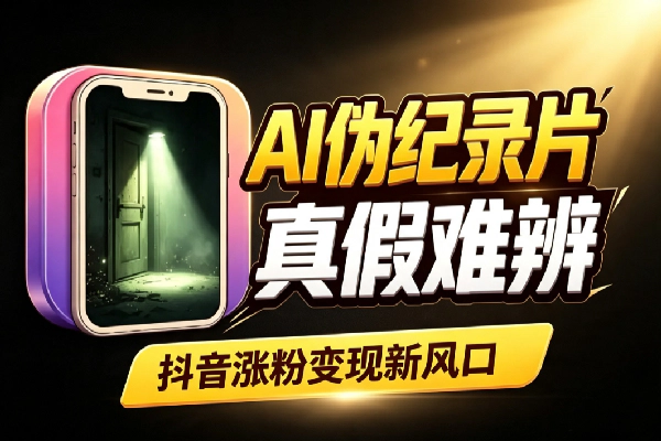 抖音AI伪纪录片玩法：零成本批量产出矩阵号占位变现