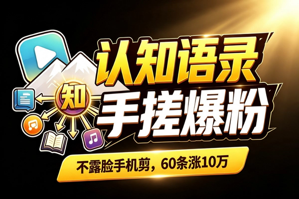 认知语录号低门槛起号：手机剪辑日更60条精准涨粉玩法