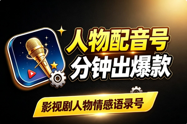 影视剧人物配音号20分钟爆款实操：手机剪辑多路变现避限流教程
