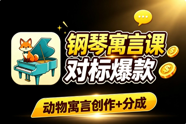 钢琴+动物寓言内容创作课 对标35万粉爆款模式带分成计划