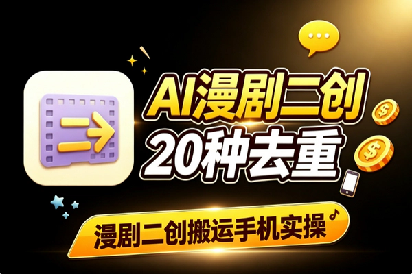 AI漫剧二创搬运去重教程 20种手法手机剪映实操全攻略