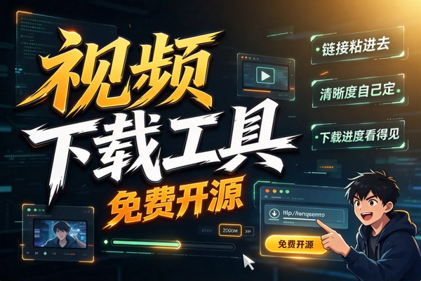 粘贴链接自动解析的视频下载工具，开源免费、清晰度帧率自选