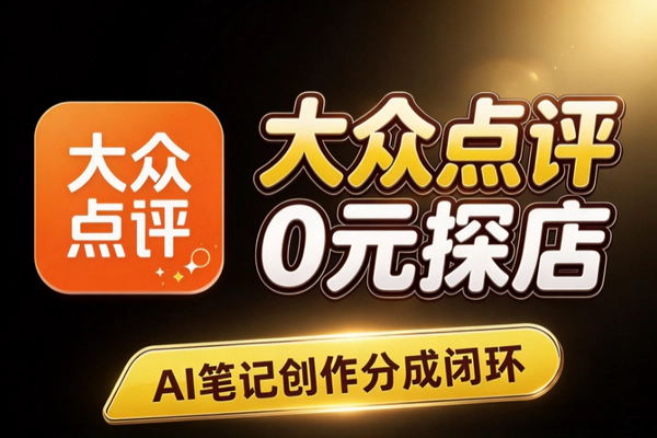 大众点评0元探店怎么赚钱？AI笔记+创作分成副业玩法